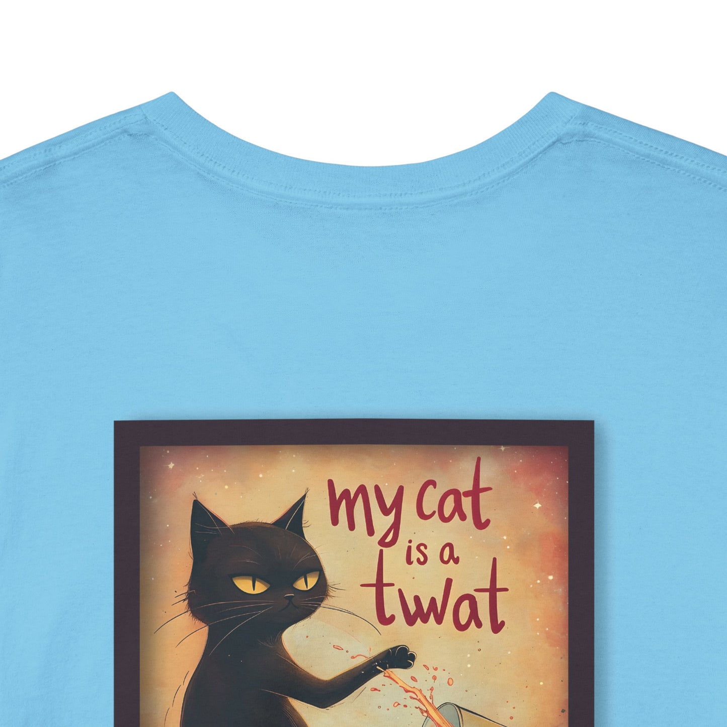 Funny Cat Spilling Milk Unisex Heavy Cotton Tee, Crazy Cat Lady, I Love My Cat, My Cat is a Twat Tshirt, Cat Lover Gift, Cat Mom Shirt