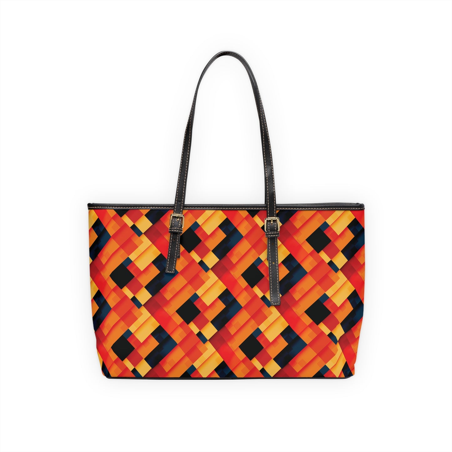 Vibrant Patchwork PU Leather Tote Bag - Stylish & Colorful Handbag for Trendy Outings