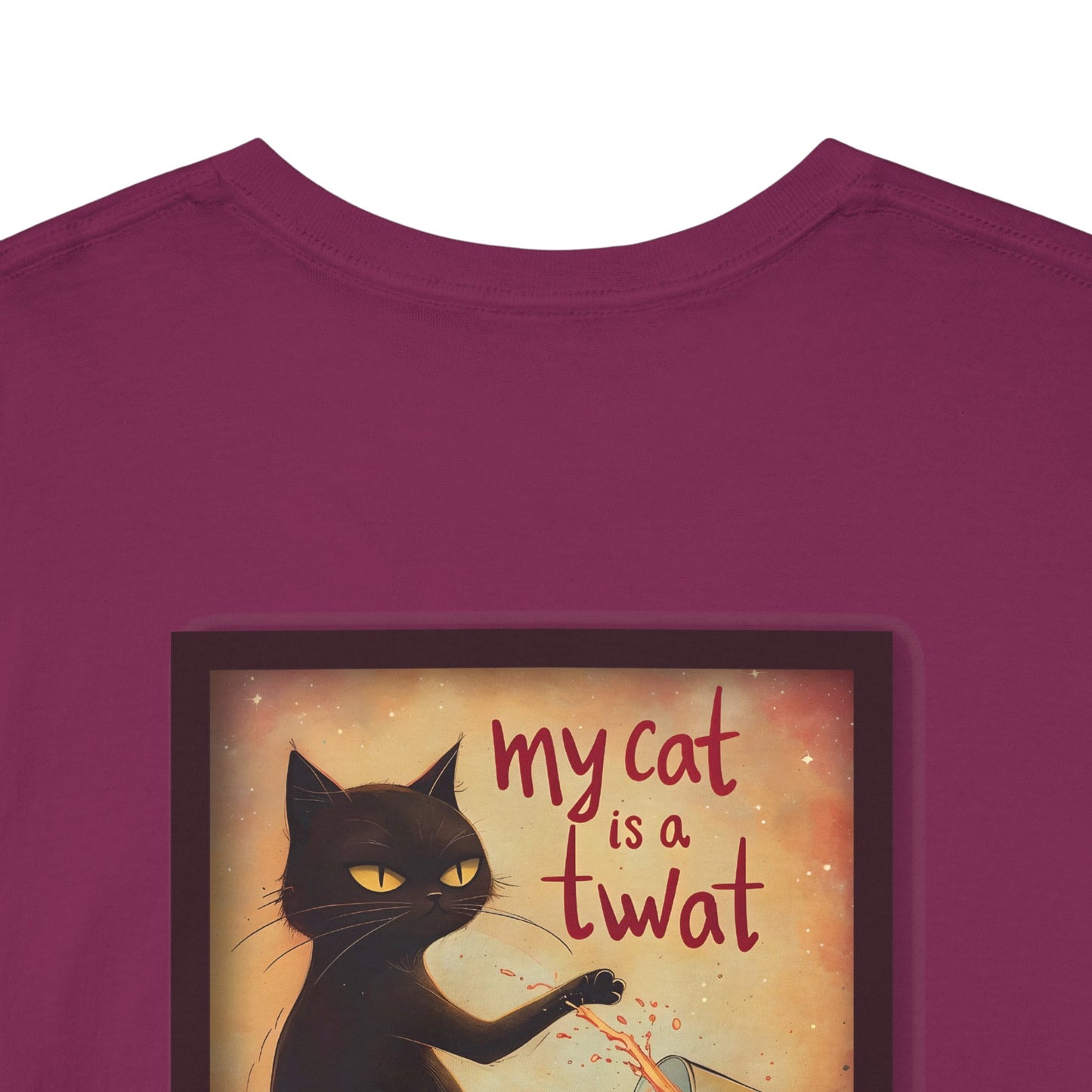 Funny Cat Spilling Milk Unisex Heavy Cotton Tee, Crazy Cat Lady, I Love My Cat, My Cat is a Twat Tshirt, Cat Lover Gift, Cat Mom Shirt