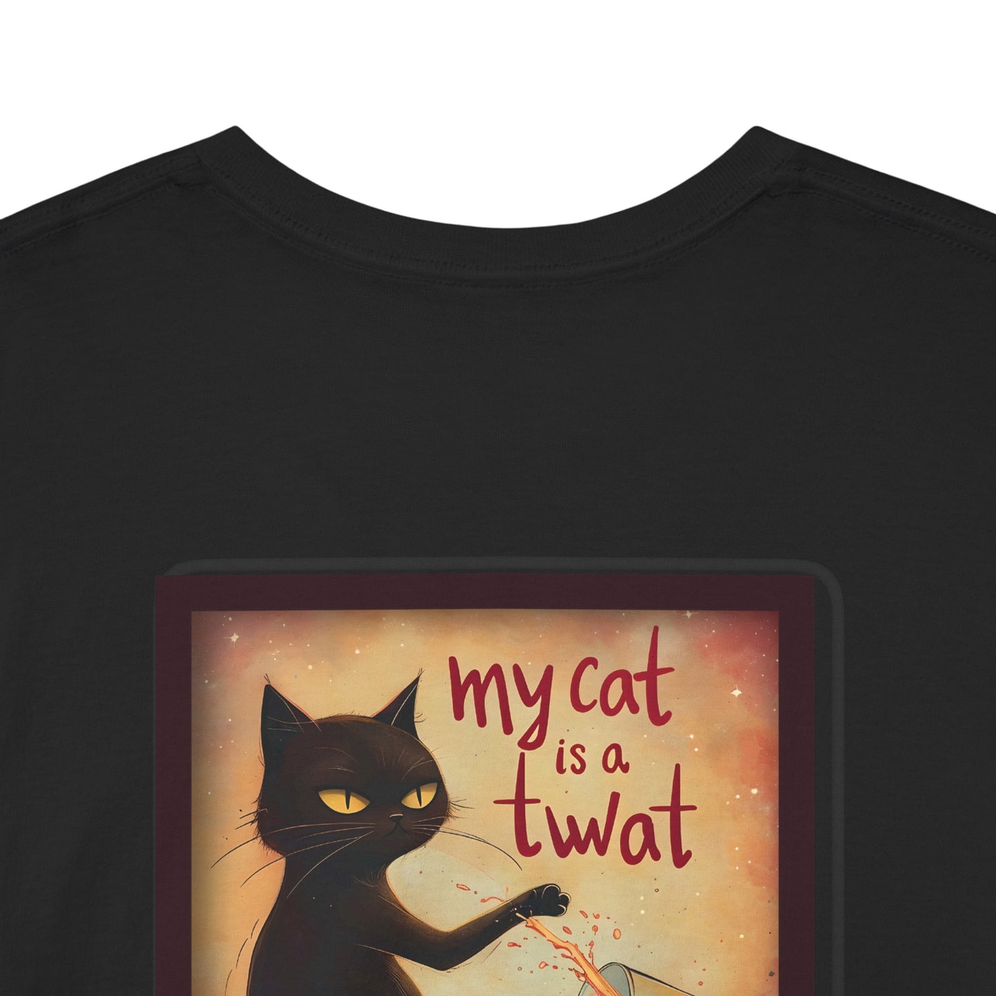 Funny Cat Spilling Milk Unisex Heavy Cotton Tee, Crazy Cat Lady, I Love My Cat, My Cat is a Twat Tshirt, Cat Lover Gift, Cat Mom Shirt