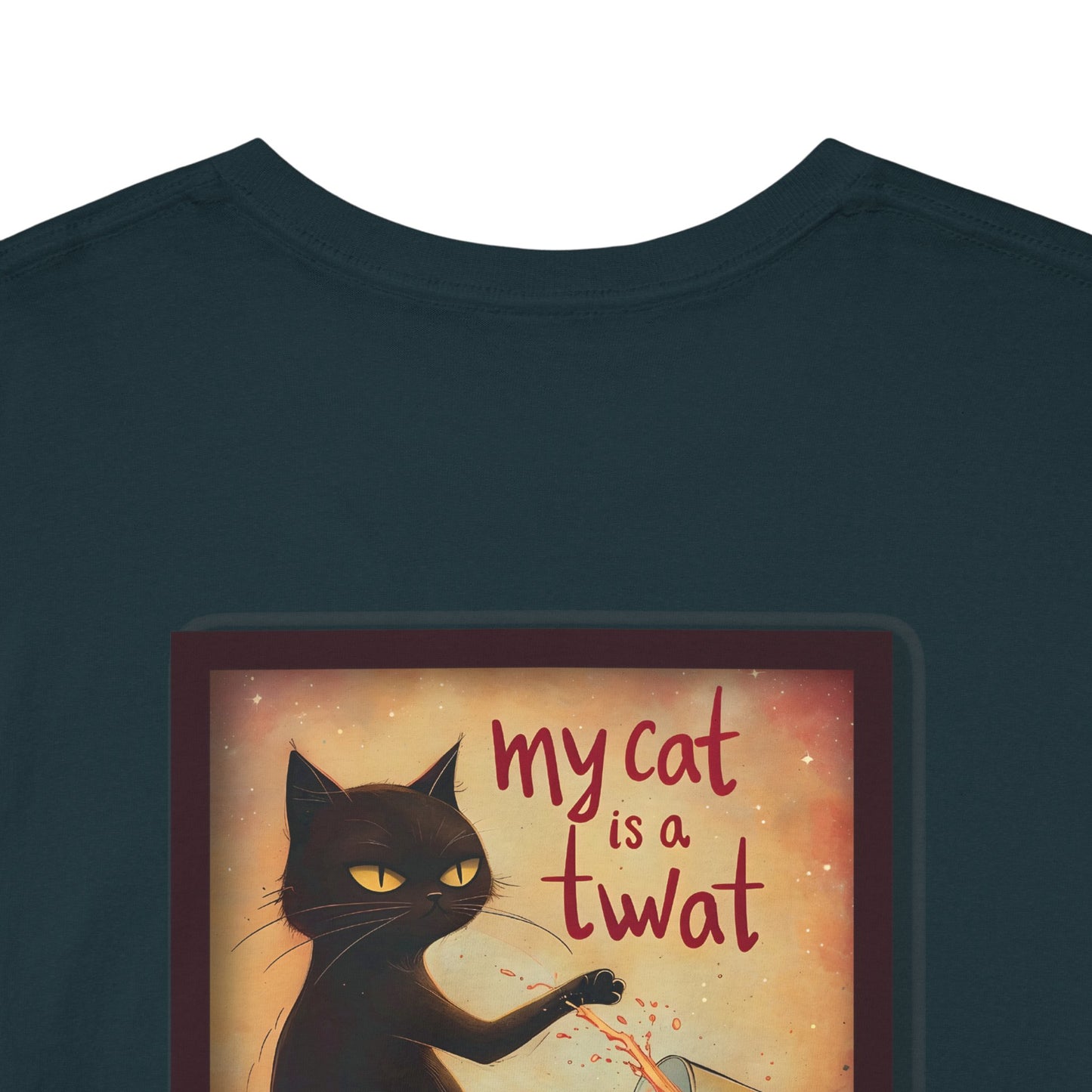 Funny Cat Spilling Milk Unisex Heavy Cotton Tee, Crazy Cat Lady, I Love My Cat, My Cat is a Twat Tshirt, Cat Lover Gift, Cat Mom Shirt