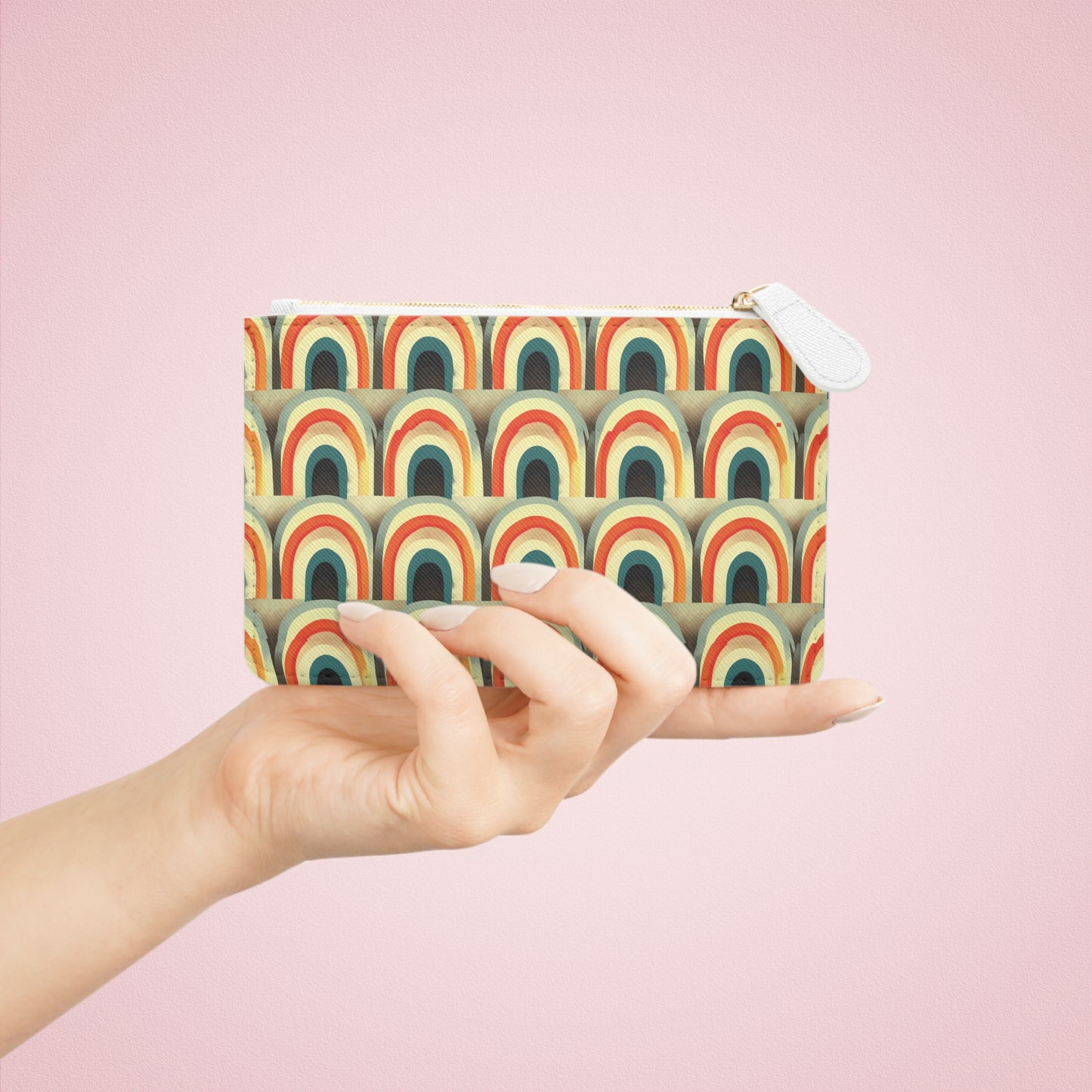 Retro Rainbow Mini Clutch Bag - Stylish Organizer for Everyday Use