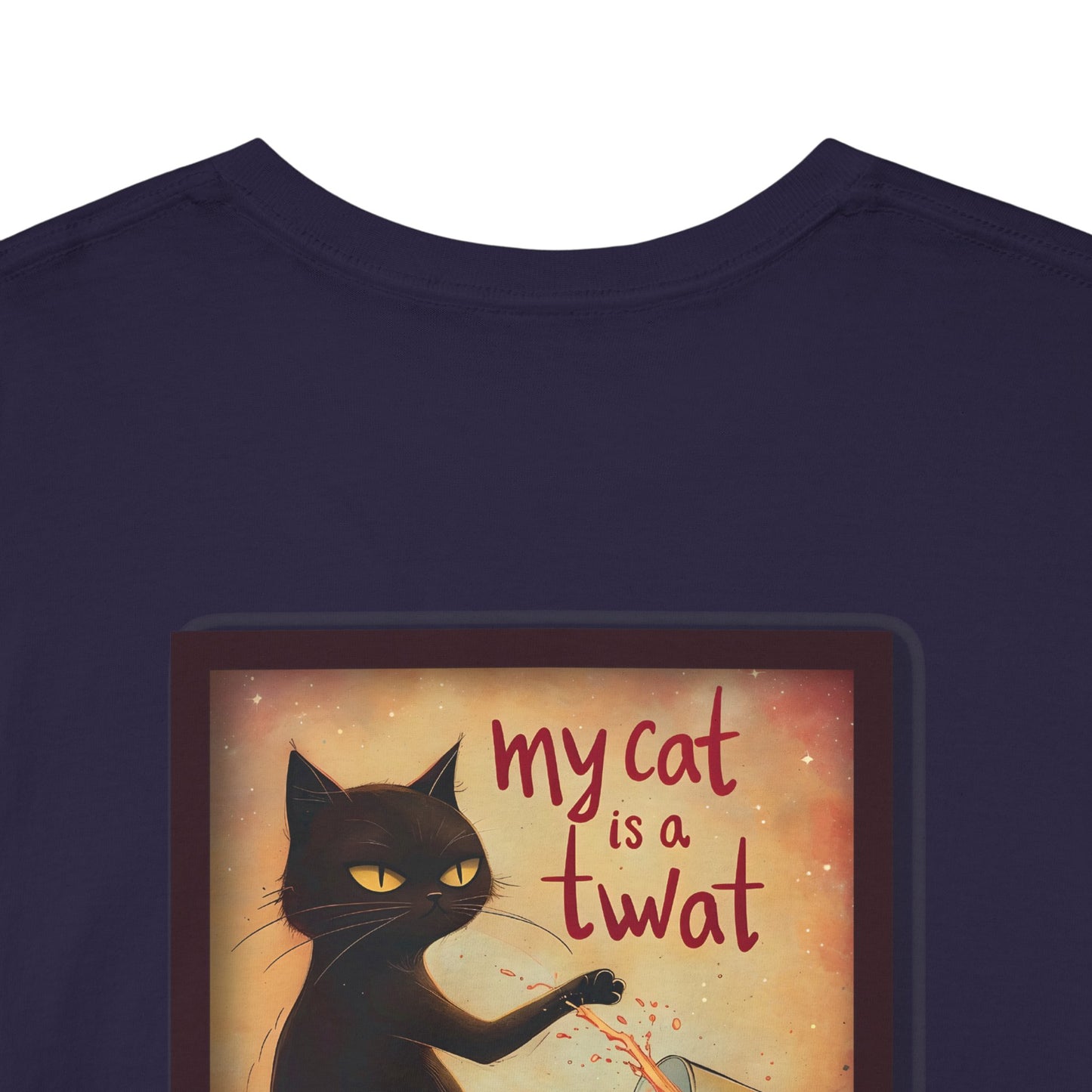 Funny Cat Spilling Milk Unisex Heavy Cotton Tee, Crazy Cat Lady, I Love My Cat, My Cat is a Twat Tshirt, Cat Lover Gift, Cat Mom Shirt