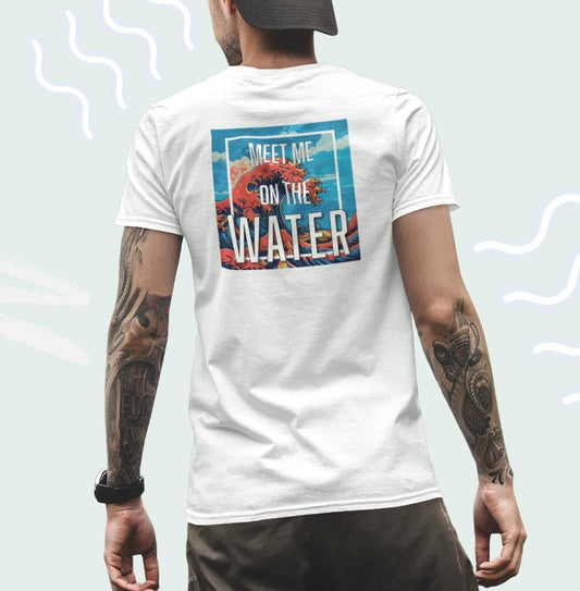 Champion T-Shirt, Bright Color Water Wave Tee, Meet Me on the Water Top, Wanderlust Design Shirt, Unique Rolling Wave T-Shirt, Beach Lover