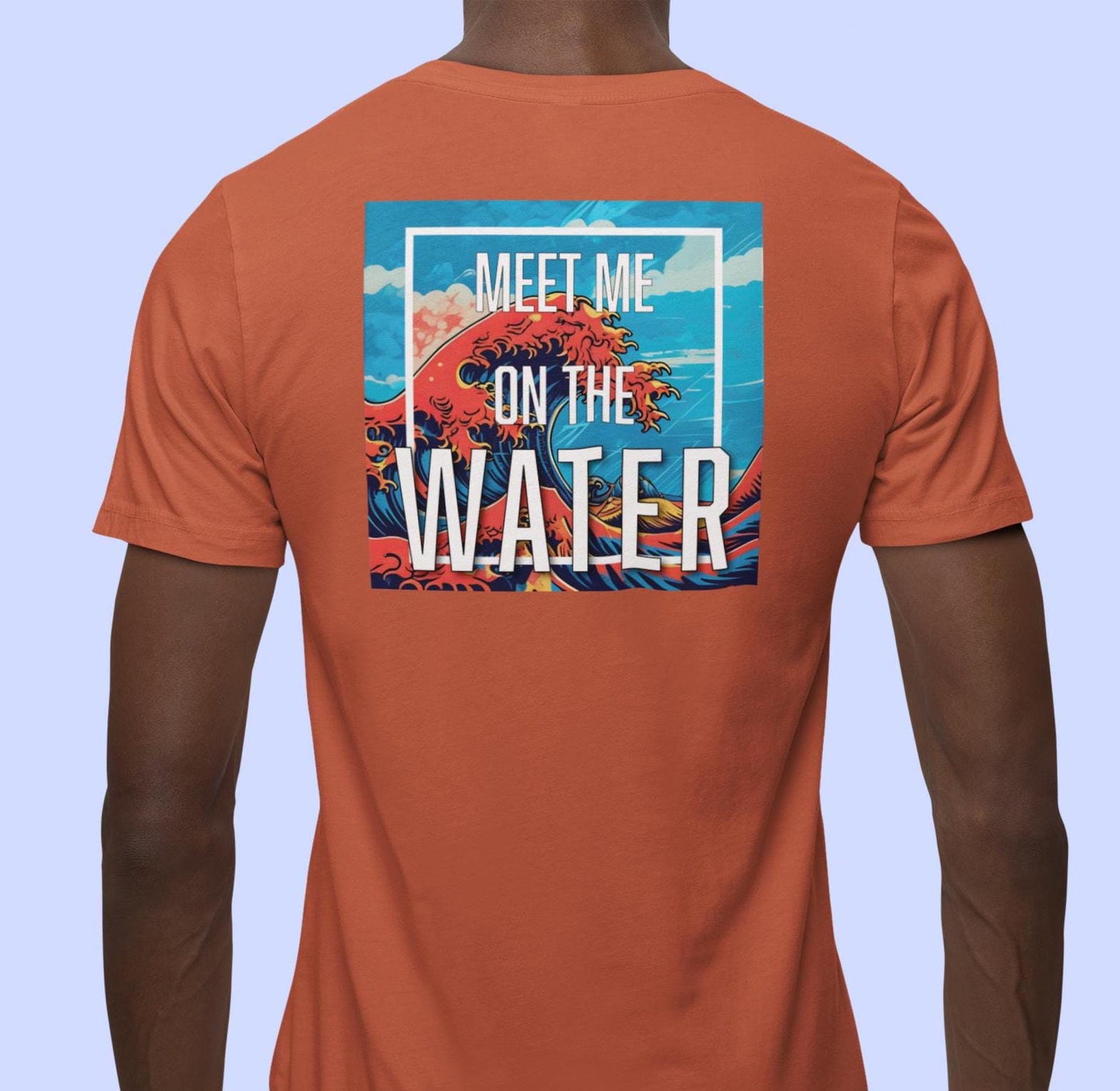 Champion T-Shirt, Bright Color Water Wave Tee, Meet Me on the Water Top, Wanderlust Design Shirt, Unique Rolling Wave T-Shirt, Beach Lover