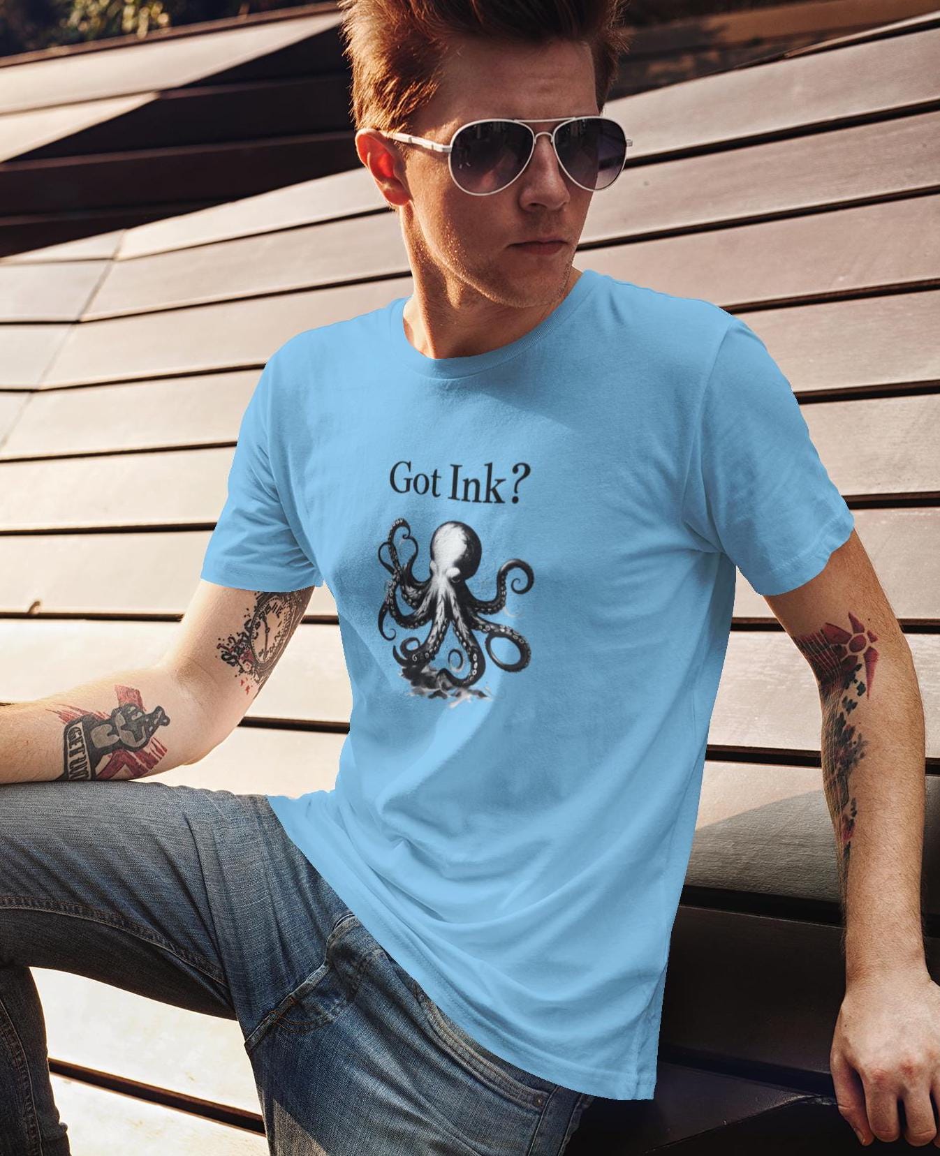Octopus Ink Unisex Tee, Got Ink Shirt, Unique Octopus Design, Trendy Graphic Tee, Ink Lover Gift, Ocean Animal T-Shirt