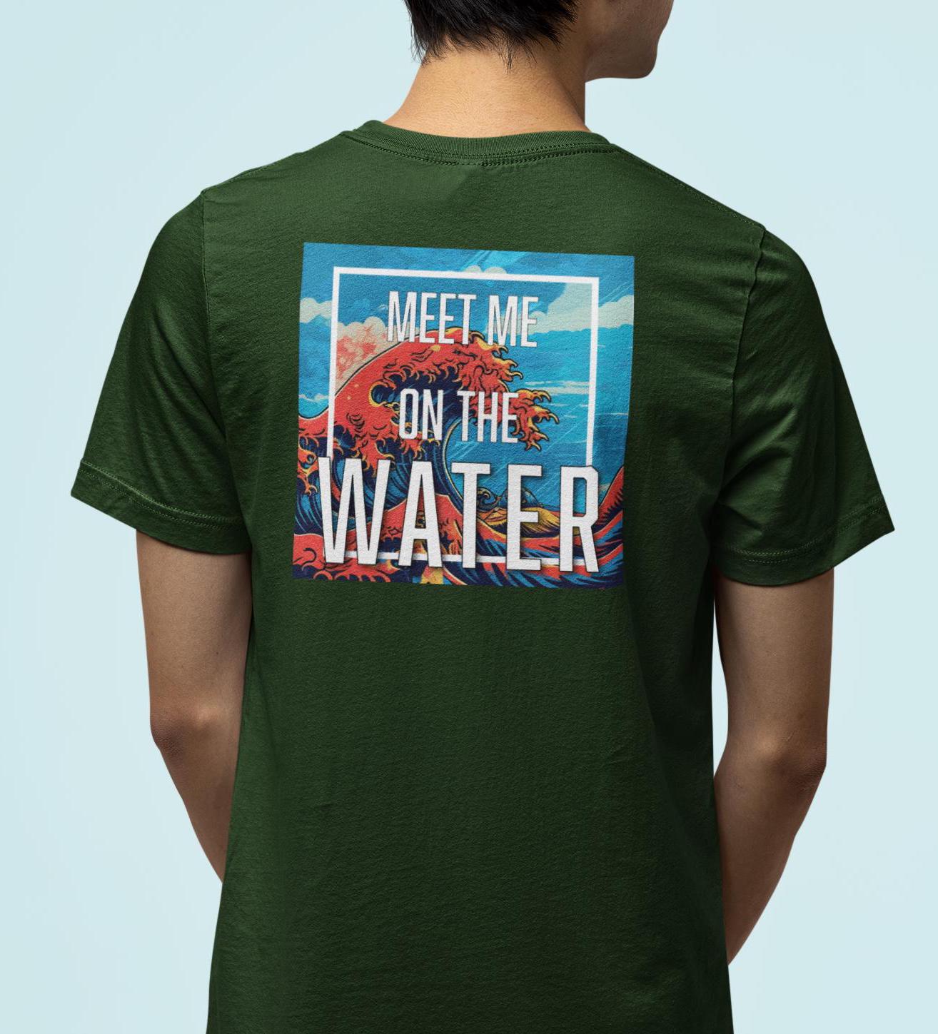 Champion T-Shirt, Bright Color Water Wave Tee, Meet Me on the Water Top, Wanderlust Design Shirt, Unique Rolling Wave T-Shirt, Beach Lover