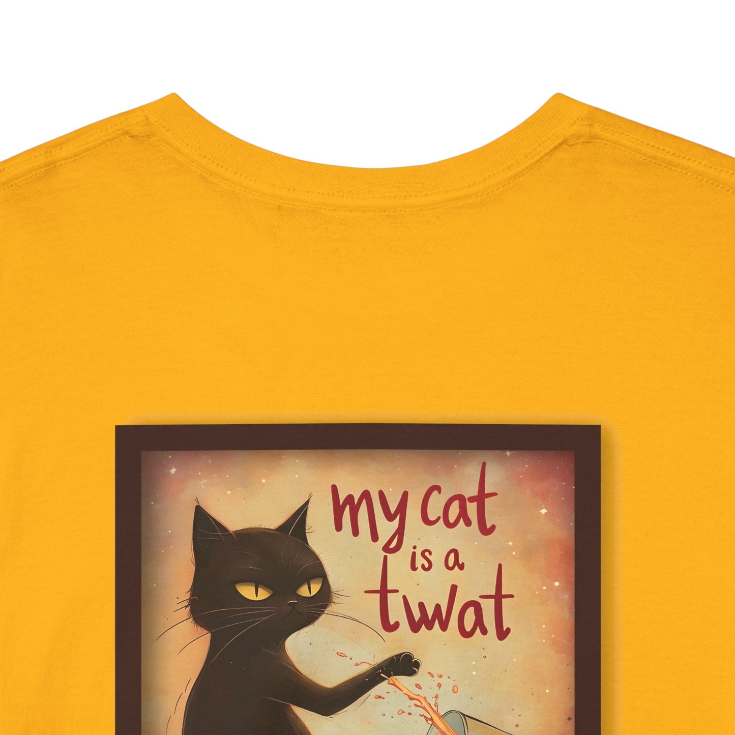 Funny Cat Spilling Milk Unisex Heavy Cotton Tee, Crazy Cat Lady, I Love My Cat, My Cat is a Twat Tshirt, Cat Lover Gift, Cat Mom Shirt