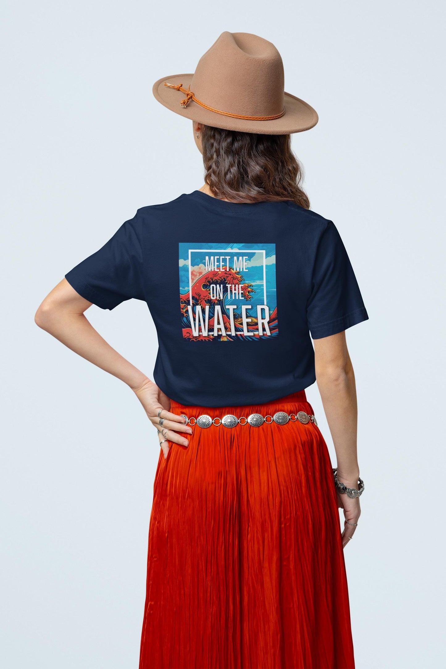 Champion T-Shirt, Bright Color Water Wave Tee, Meet Me on the Water Top, Wanderlust Design Shirt, Unique Rolling Wave T-Shirt, Beach Lover