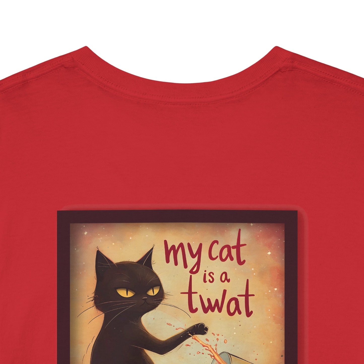 Funny Cat Spilling Milk Unisex Heavy Cotton Tee, Crazy Cat Lady, I Love My Cat, My Cat is a Twat Tshirt, Cat Lover Gift, Cat Mom Shirt