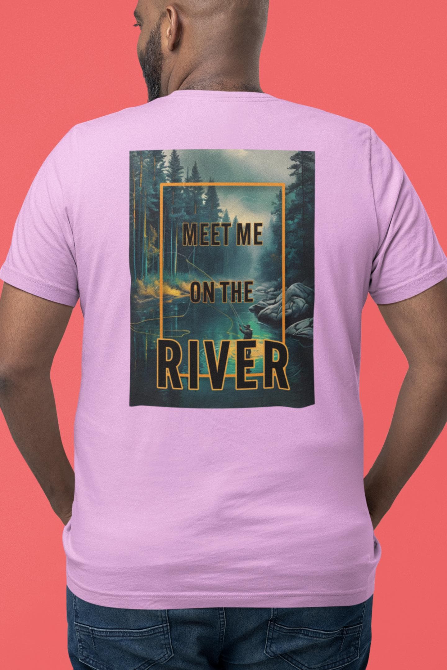 River Adventure Champion T-Shirt, Fishing Wanderlust Tee, Nature Lover Shirt, Watercolor River Scene Tee