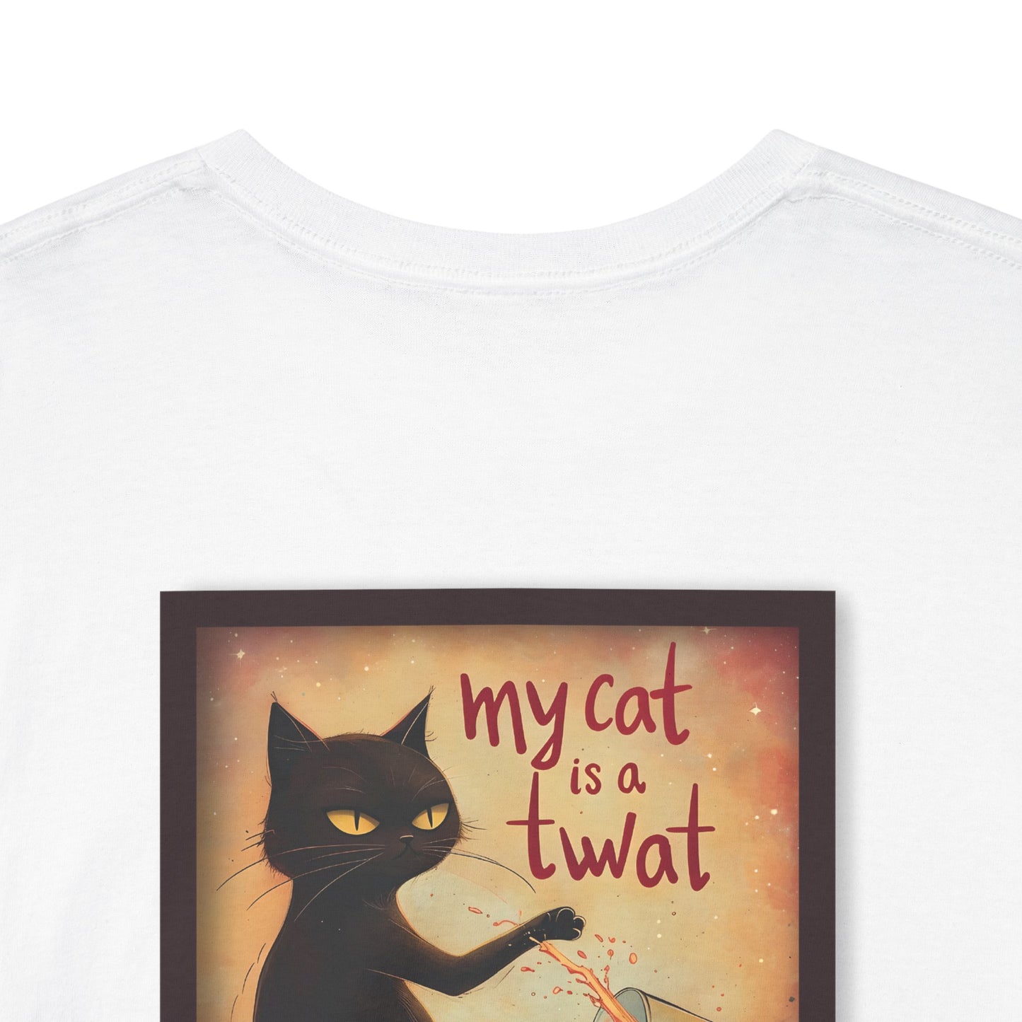 Funny Cat Spilling Milk Unisex Heavy Cotton Tee, Crazy Cat Lady, I Love My Cat, My Cat is a Twat Tshirt, Cat Lover Gift, Cat Mom Shirt