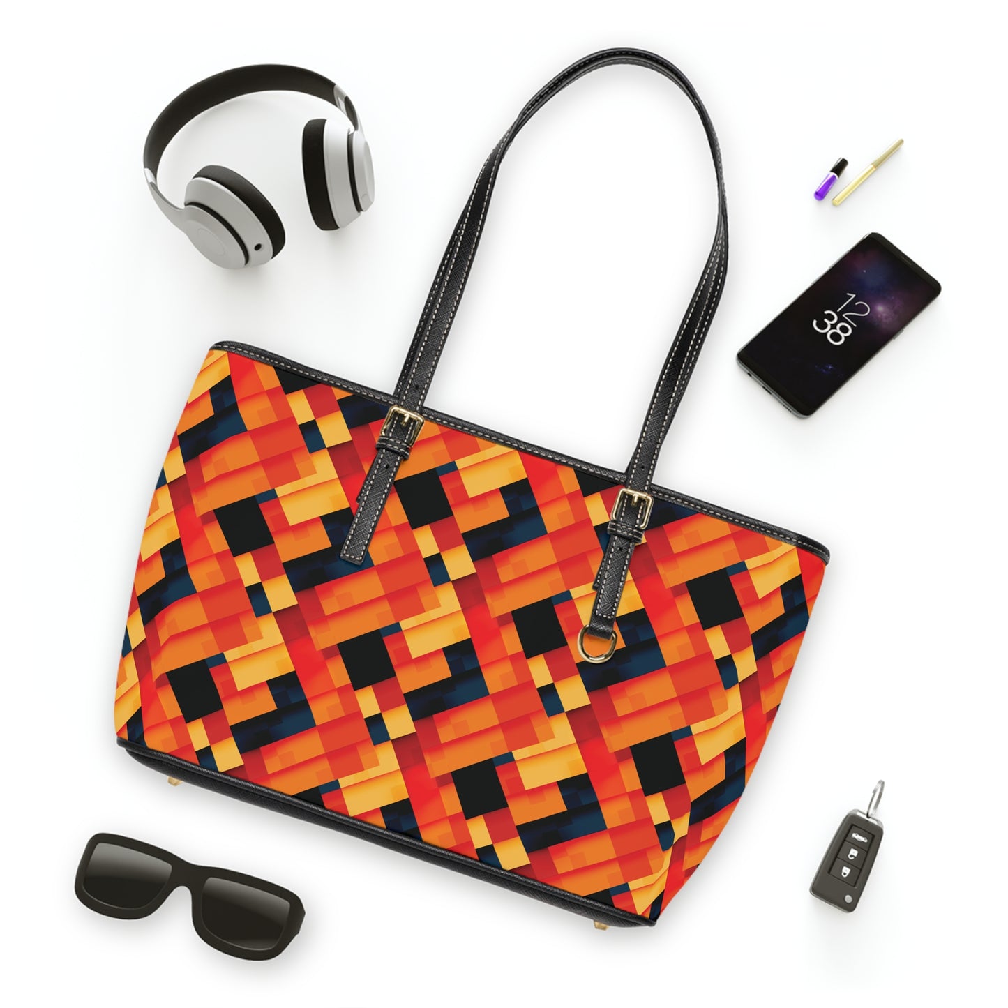 Vibrant Patchwork PU Leather Tote Bag - Stylish & Colorful Handbag for Trendy Outings