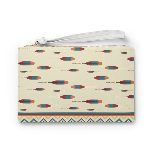 Boho Chic Clutch Bag - Stylish Feather Western Pattern for Everyday Use