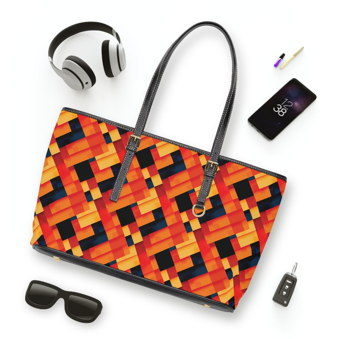 Vibrant Patchwork PU Leather Tote Bag - Stylish & Colorful Handbag for Trendy Outings