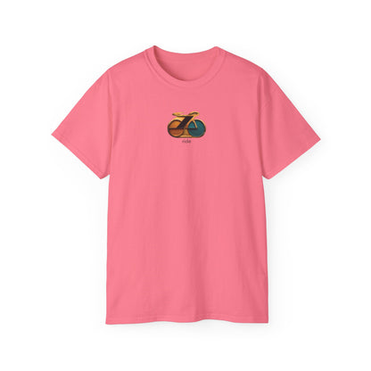 Retro Bike Enamel Pin Tee, Bicycle Enthusiast Shirt, Ride Cycling T-Shirt, Unisex Cotton Top, Retro Vibes Shirt