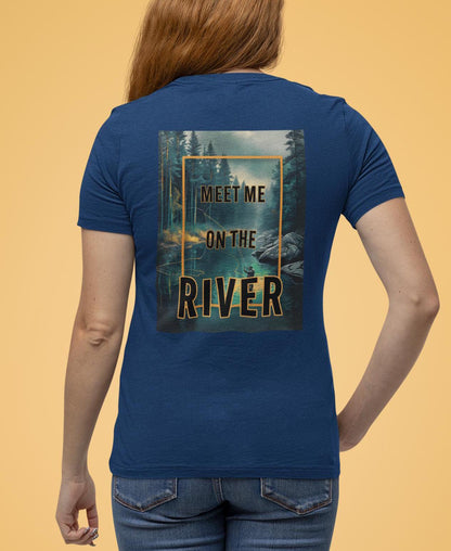 River Adventure Champion T-Shirt, Fishing Wanderlust Tee, Nature Lover Shirt, Watercolor River Scene Tee