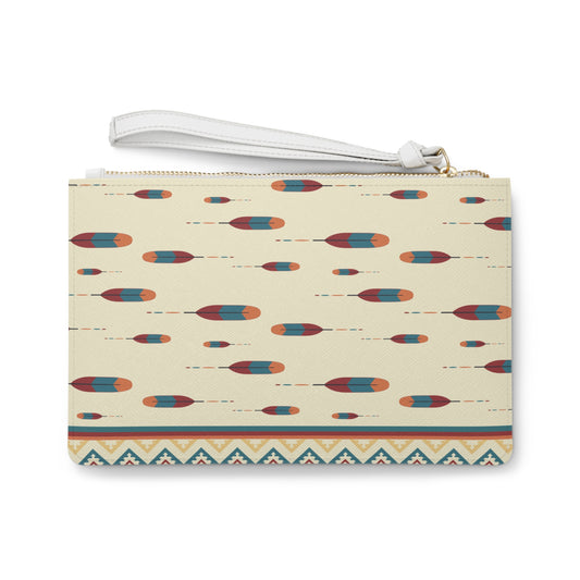 Boho Chic Clutch Bag - Stylish Feather Western Pattern for Everyday Use
