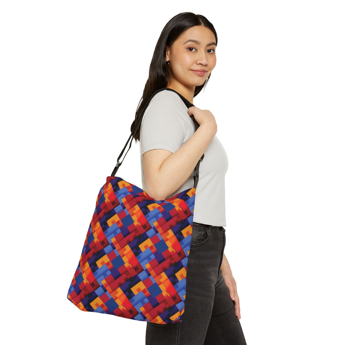 Retro Patchwork Adjustable Tote Bag - Stylish & Functional Carryall