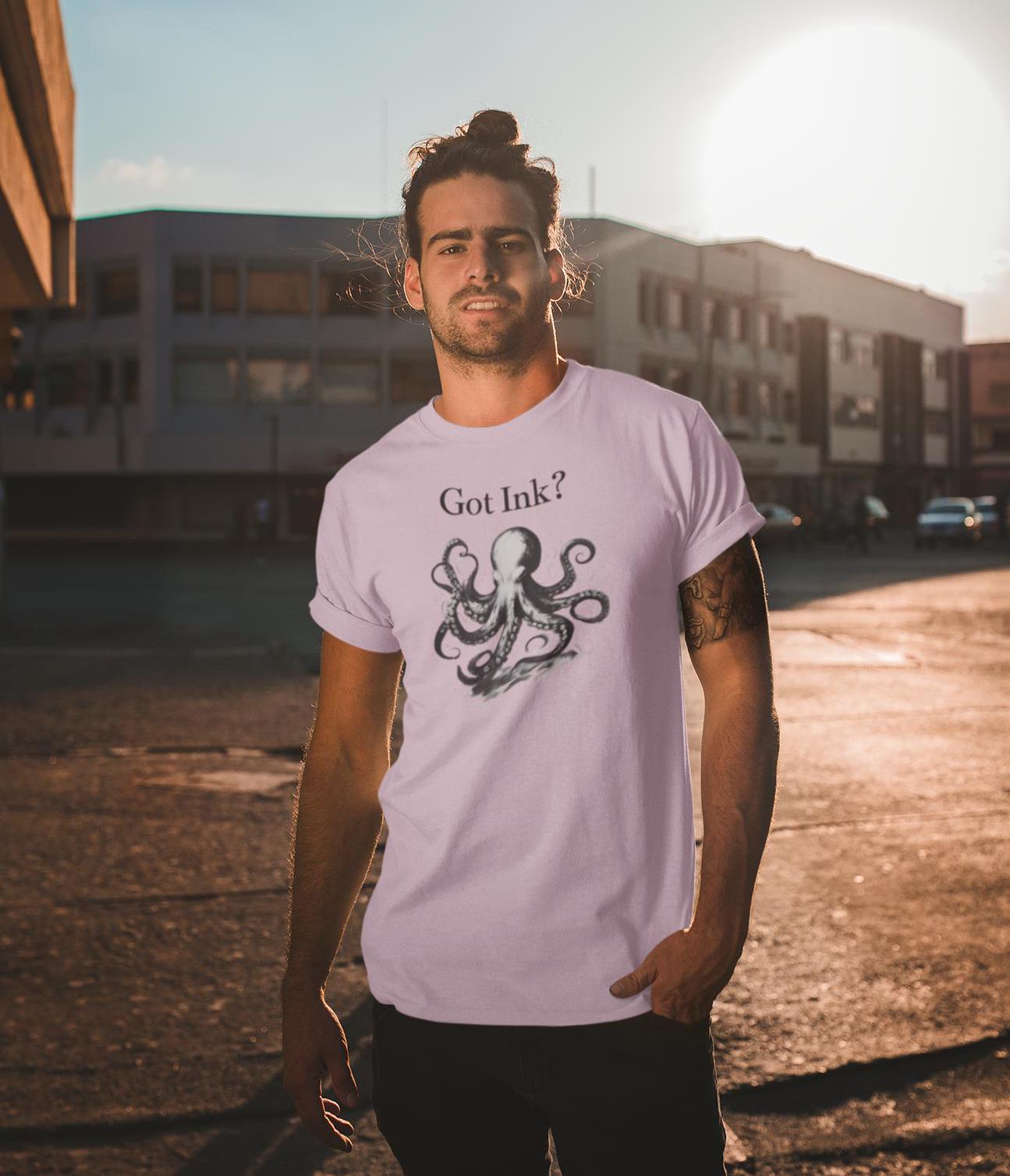 Octopus Ink Unisex Tee, Got Ink Shirt, Unique Octopus Design, Trendy Graphic Tee, Ink Lover Gift, Ocean Animal T-Shirt