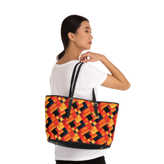 Vibrant Patchwork PU Leather Tote Bag - Stylish & Colorful Handbag for Trendy Outings