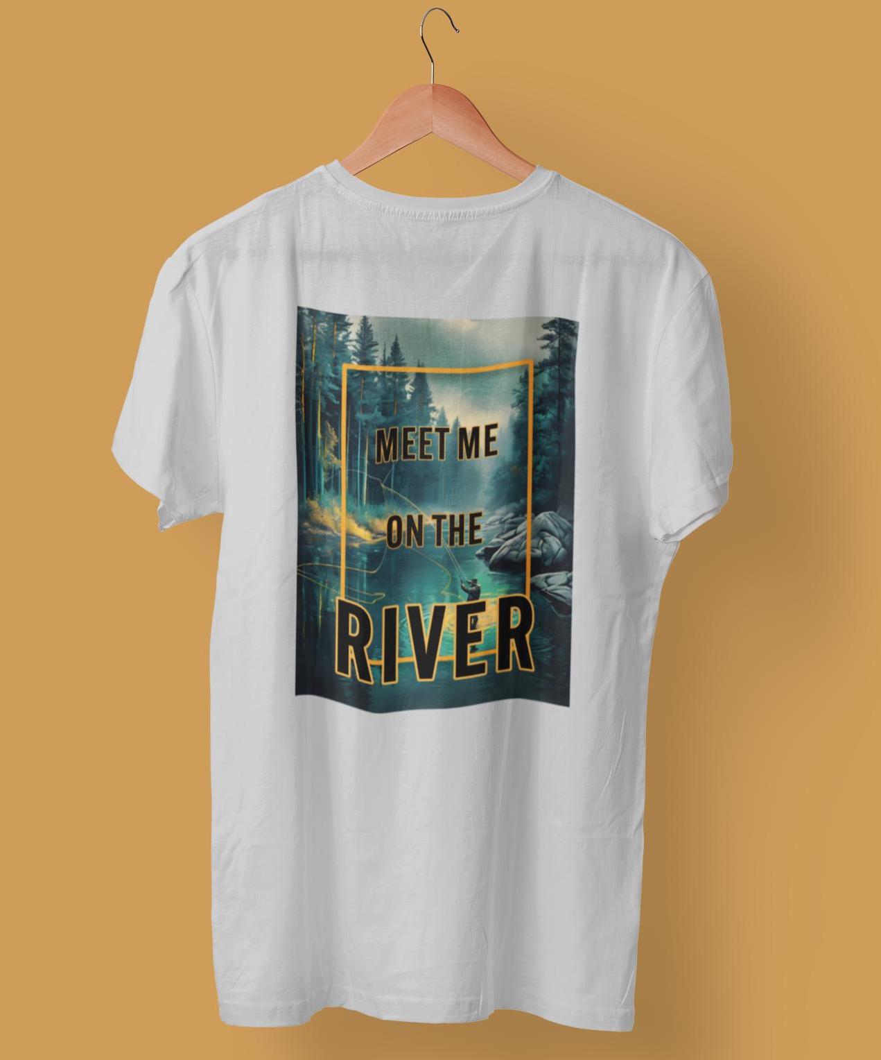 River Adventure Champion T-Shirt, Fishing Wanderlust Tee, Nature Lover Shirt, Watercolor River Scene Tee