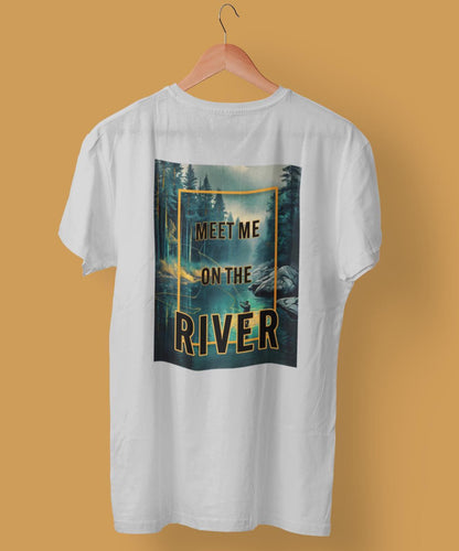 River Adventure Champion T-Shirt, Fishing Wanderlust Tee, Nature Lover Shirt, Watercolor River Scene Tee