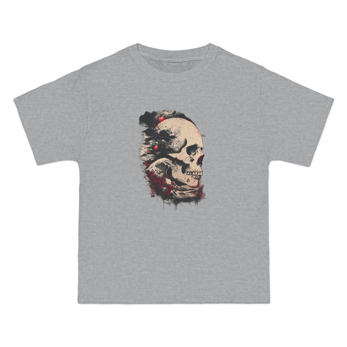 Skull Ocean Waves Floral T-Shirt, Beach Graphic Tee, Nature Lover Gift, Boho Summer Top, Flower Print Shirt