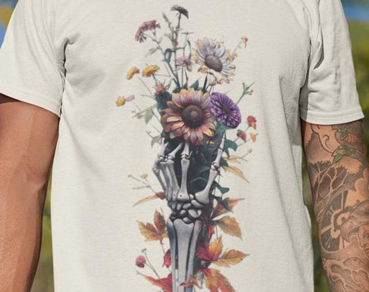 Skeleton Hand Wildflower Bouquet T-Shirt